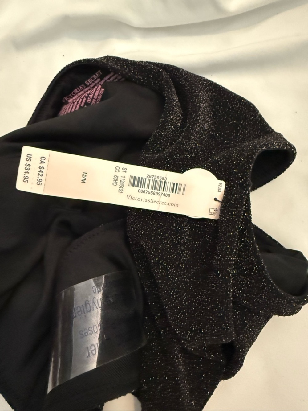 NWT Victoria's Secret Black Shimmer High-Waist Cheeky Bikini Bottom - Picture 7 of 7